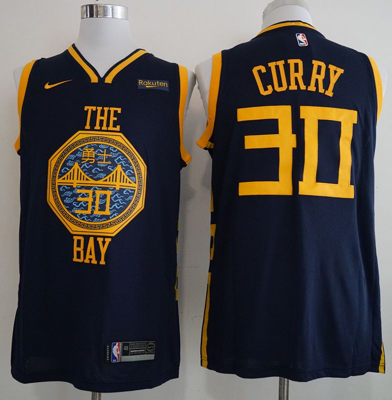Men Golden State Warriors 30 Curry Blue City Edition Nike Game NBA Jerseys